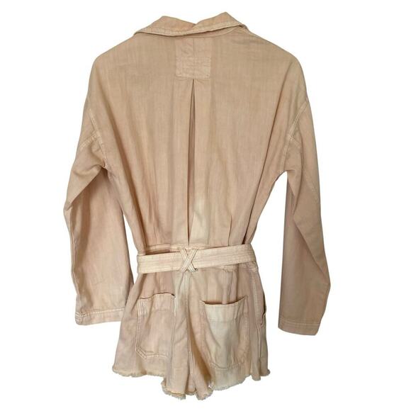FREE PEOPLE Larson Long Sleeve Shortail Romper, Light Peach, Size X-Small - Picture 2 of 12